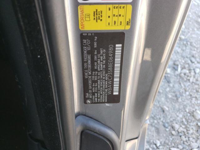 WBAWC73588E064980 - 2008 BMW 335 XI GRAY photo 12