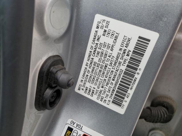 2HKRM3H49GH534552 - 2016 HONDA CR-V SE SILVER photo 13