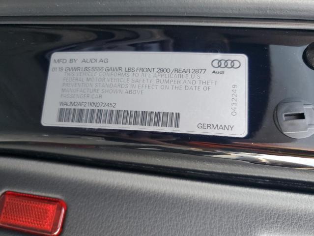 WAUM2AF21KN072452 - 2019 AUDI A6 PRESTIGE შავი ფოტო 12