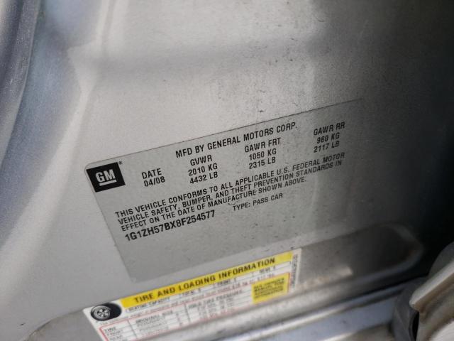 1G1ZH57BX8F254577 - 2008 CHEVROLET MALIBU 1LT SILVER photo 12