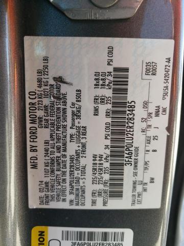 3FA6P0LU2ER283485 - 2014 FORD FUSION SE HYBRID GRAY photo 12