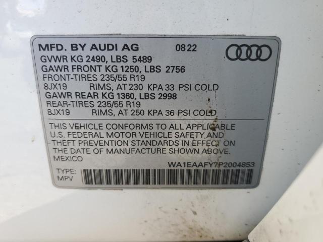 WA1EAAFY7P2004853 - 2023 AUDI Q5 PREMIUM PLUS 45 WHITE photo 13