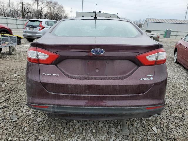 3FA6P0LU0DR192049 - 2013 FORD FUSION SE HYBRID MAROON photo 6