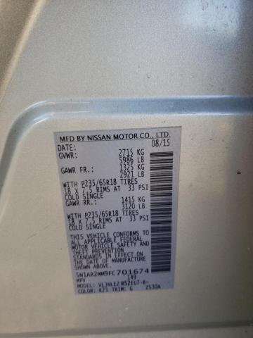 5N1AR2MM9FC701674 - 2015 NISSAN PATHFINDER S SILVER photo 12