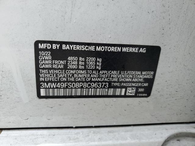 3MW49FS08P8C96373 - 2023 BMW M340I WHITE photo 12