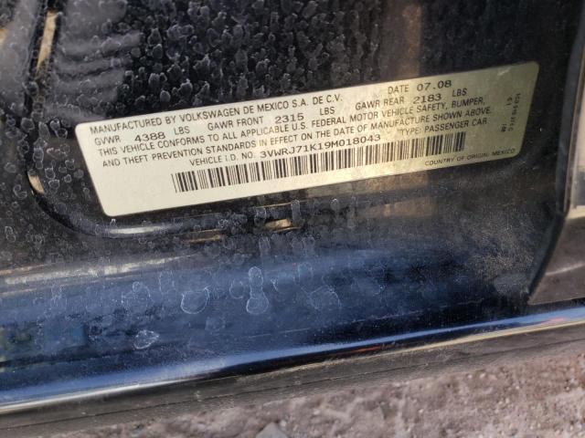 3VWRJ71K19M018043 - 2009 VOLKSWAGEN JETTA WOLFSBURG 黑色 照片 12