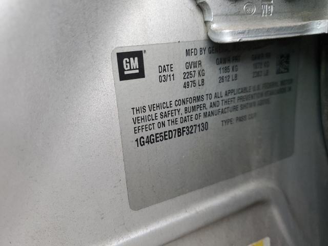 1G4GE5ED7BF327130 - 2011 BUICK LACROSSE CXS SILVER photo 12