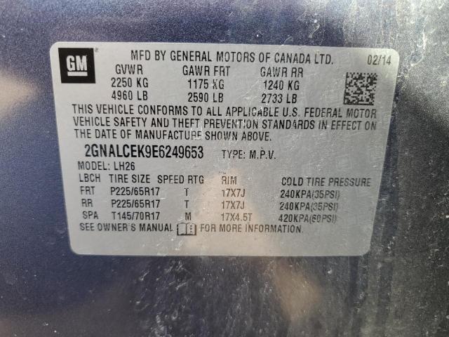 2GNALCEK9E6249653 - 2014 CHEVROLET EQUINOX LT BLUE photo 12