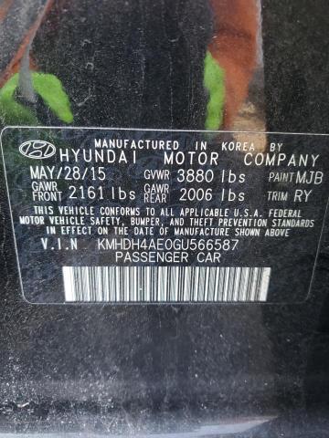 KMHDH4AE0GU566587 - 2016 HYUNDAI ELANTRA SE BLACK photo 12