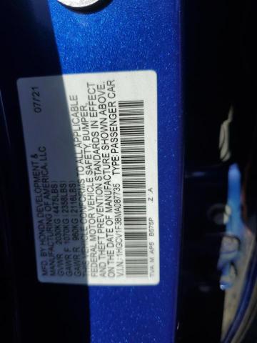 1HGCV1F38MA087735 - 2021 HONDA ACCORD SPORT BLUE photo 12