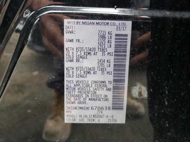 5N1DR2MN1HC670638 - 2017 NISSAN PATHFINDER S 黑色 照片 13