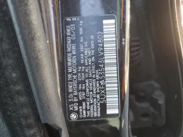 5UXFA53543LV94802 - 2003 BMW X5 3.0I BLACK photo 13