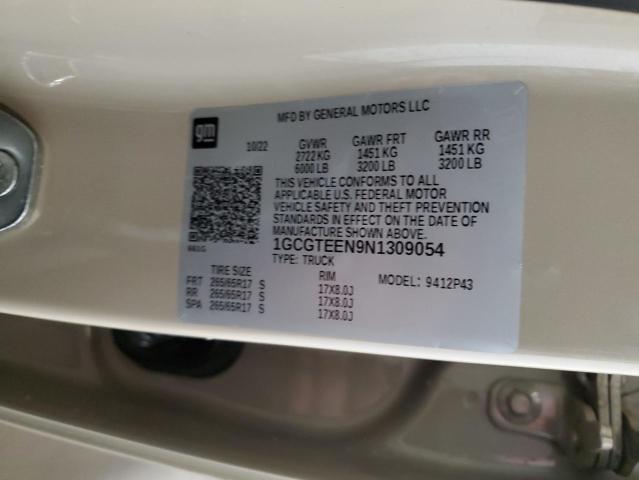 1GCGTEEN9N1309054 - 2022 CHEVROLET COLORADO ZR2 TAN photo 12