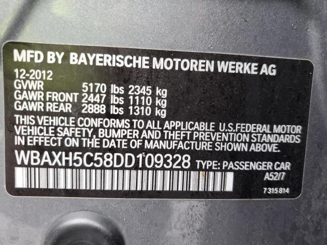 WBAXH5C58DD109328 - 2013 BMW 528 XI GRAY photo 12