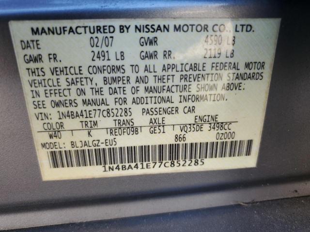 1N4BA41E77C852285 - 2007 NISSAN MAXIMA SE GRAY photo 13