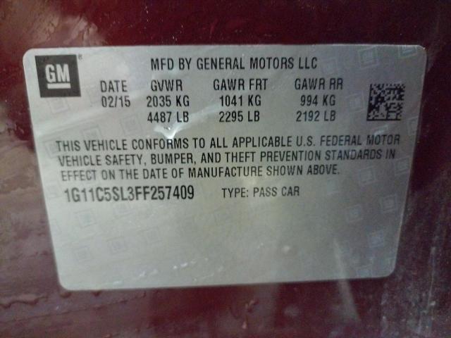 1G11C5SL3FF257409 - 2015 CHEVROLET MALIBU 1LT BURGUNDY photo 13