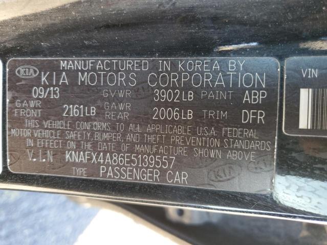 KNAFX4A86E5139557 - 2014 KIA FORTE EX BLACK photo 12