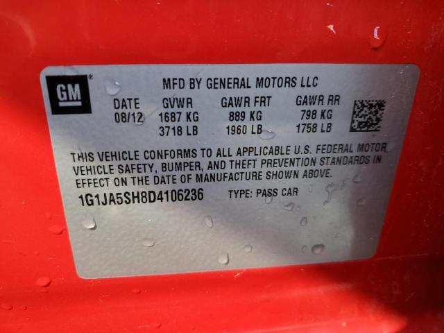 1G1JA5SH8D4106236 - 2013 CHEVROLET SONIC LS RED photo 12