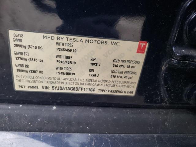 5YJSA1AG6DFP11104 - 2013 TESLA MODEL S BLACK photo 12