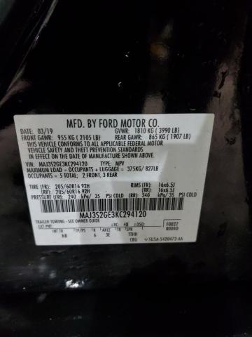 MAJ3S2GE3KC294120 - 2019 FORD ECOSPORT SE შავი ფოტო 14