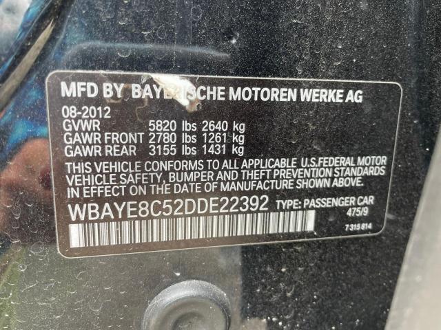 WBAYE8C52DDE22392 - 2013 BMW 750 LI BLACK photo 10