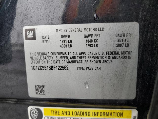 1G1ZC5E16BF122562 - 2011 CHEVROLET MALIBU 1LT BLACK photo 12