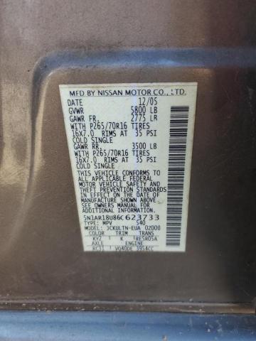 5N1AR18U86C623733 - 2006 NISSAN PATHFINDER LE 金色 照片 12