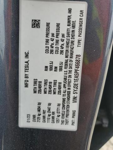 5YJ3E1EA5PF466878 - 2023 TESLA MODEL 3 Grafito foto 12