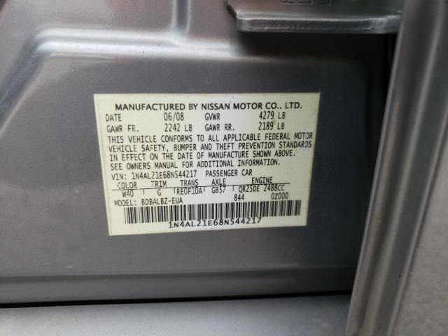 1N4AL21E68N544217 - 2008 NISSAN ALTIMA 2.5 GRAY photo 12