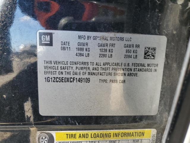 1G1ZC5E0XCF149109 - 2012 CHEVROLET MALIBU 1LT BLACK photo 12