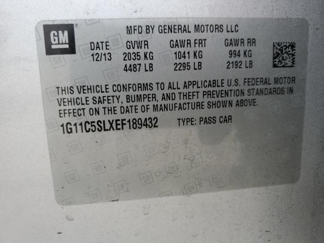 1G11C5SLXEF189432 - 2014 CHEVROLET MALIBU 1LT SILVER photo 12