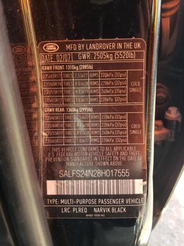 SALFS24N28H017555 - 2008 LAND ROVER LR2 SE TECHNOLOGY BLACK photo 13