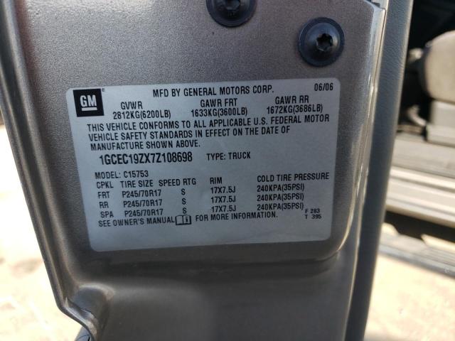 1GCEC19ZX7Z108698 - 2007 CHEVROLET SILVERADO C1500 CLASSIC GRAY photo 12