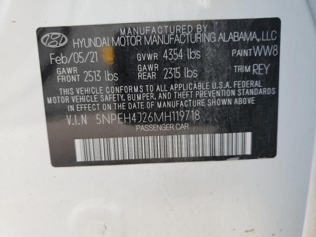 5NPEH4J26MH119718 - 2021 HYUNDAI SONATA LIMITED WHITE photo 12