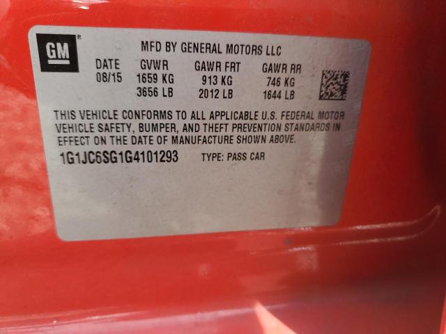 1G1JC6SG1G4101293 - 2016 CHEVROLET SONIC LT RED photo 13