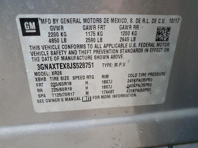 3GNAXTEX8JS528751 - 2018 CHEVROLET EQUINOX LT GRAY photo 13