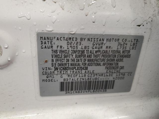 3N1CN8DV4PL820438 - 2023 NISSAN VERSA S WHITE photo 13