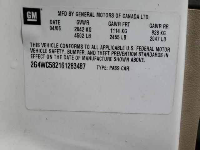 2G4WC582161283487 - 2006 BUICK LACROSSE CX WHITE photo 12