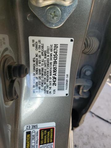 2HGFA16878H354701 - 2008 HONDA CIVIC EX GRAY photo 12