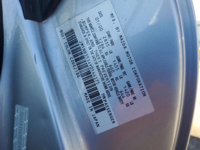 JM1NB3534Y0144375 - 2000 MAZDA MX-5 MIATA BASE SILVER photo 12