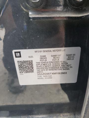 1G1ZG5STXMF063903 - 2021 CHEVROLET MALIBU RS GRAY photo 12