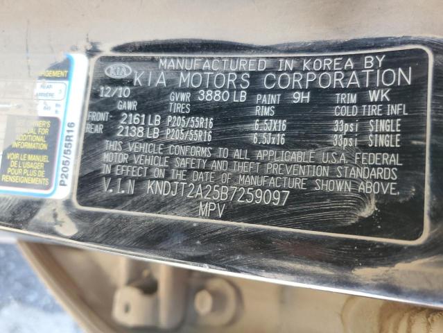 KNDJT2A25B7259097 - 2011 KIA SOUL + BLACK photo 13