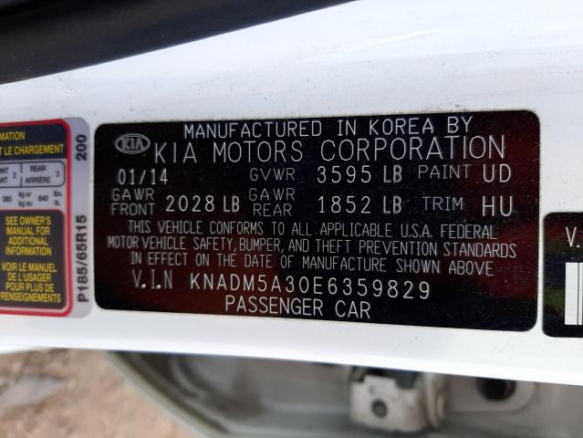 KNADM5A30E6359829 - 2014 KIA RIO LX WHITE photo 12