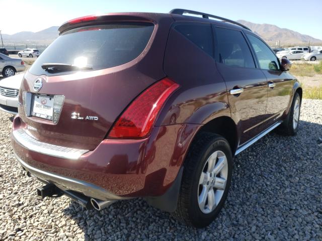 JN8AZ08W27W653945 - 2007 NISSAN MURANO SL MAROON photo 4