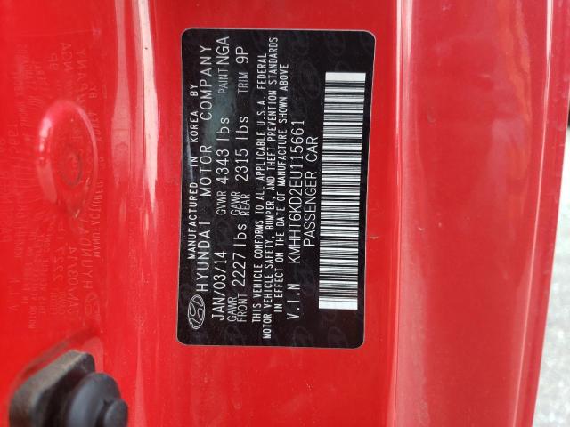 KMHHT6KD2EU115661 - 2014 HYUNDAI GENESIS CO 2.0T RED photo 12