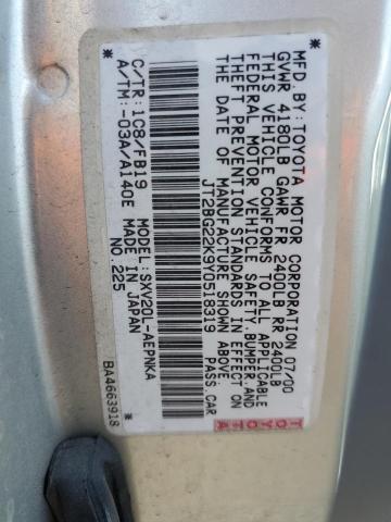 JT2BG22K9Y0518319 - 2000 TOYOTA CAMRY CE SILVER photo 13