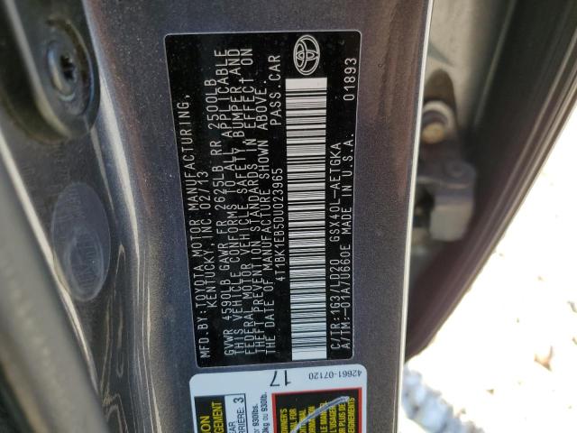 4T1BK1EB5DU023965 - 2013 TOYOTA AVALON BASE 灰色 照片 12