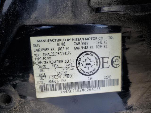 1N4AL21E28C264175 - 2008 NISSAN ALTIMA 2.5 BLACK photo 12