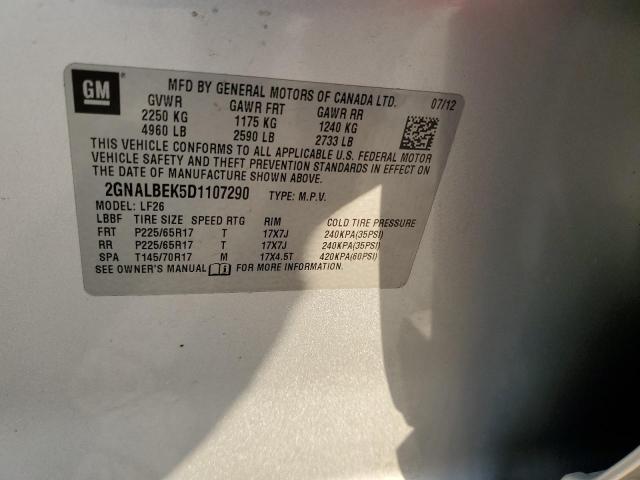 2GNALBEK5D1107290 - 2013 CHEVROLET EQUINOX LS SILVER photo 13