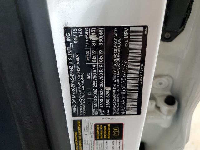 4JGDA5HB6FA562372 - 2015 MERCEDES-BENZ ML 350 4MATIC WHITE photo 13